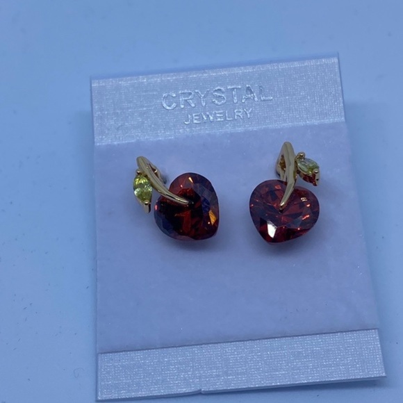 Fashion Crystal Jewelry Earrings Studs Women’s Red Gold - Picture 6 of 6